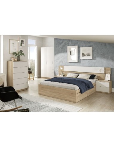 NOON PLUS Cabezal + 2 mesitas (2C) ROBLE CANADIAN/BLANCO ARTIK