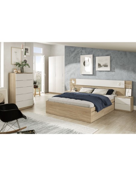 NOON PLUS Cabezal + 2 mesitas (2C) ROBLE CANADIAN/BLANCO ARTIK