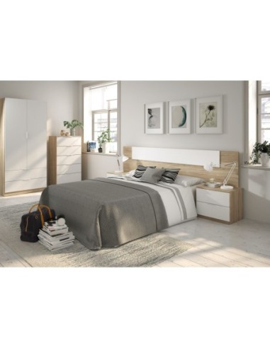 NOON PLUS Cabezal + 2 mesitas (2C) ROBLE CANADIAN/BLANCO ARTIK