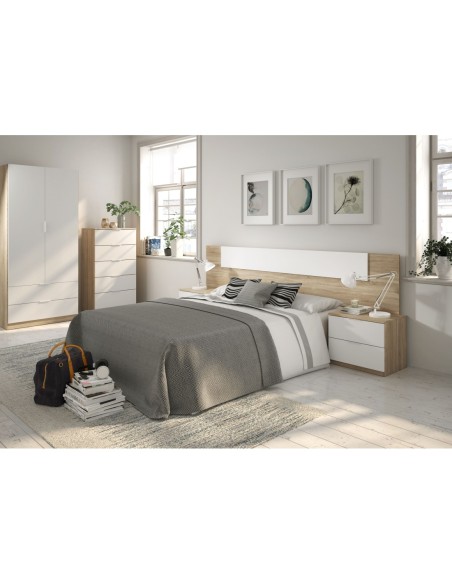 NOON PLUS Cabezal + 2 mesitas (2C) ROBLE CANADIAN/BLANCO ARTIK