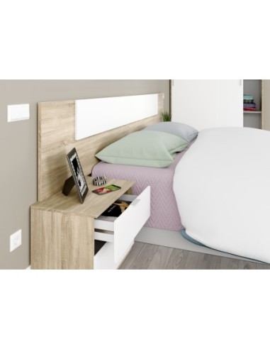 NOON PLUS Cabezal + 2 mesitas (2C) ROBLE CANADIAN/BLANCO ARTIK