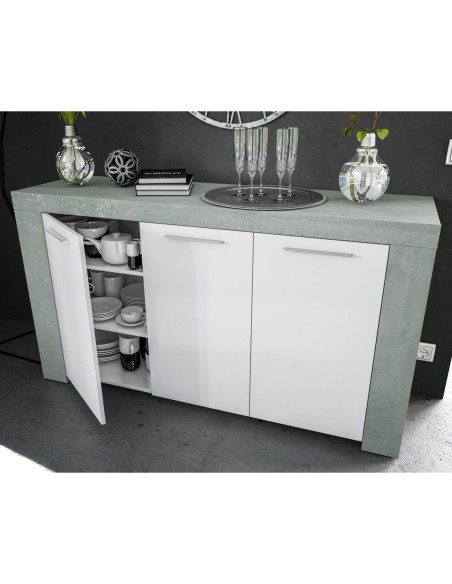 URBAN Buffet 3 puertas CEMENTO/ BL. ARTIK