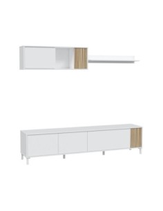 TEMPUS Salón mueble TV BLANCO ARTIK/NATUR