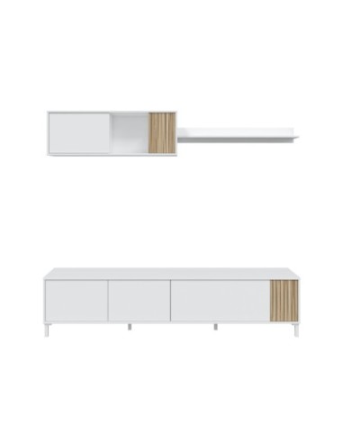 TEMPUS Salón mueble TV BLANCO ARTIK/NATUR