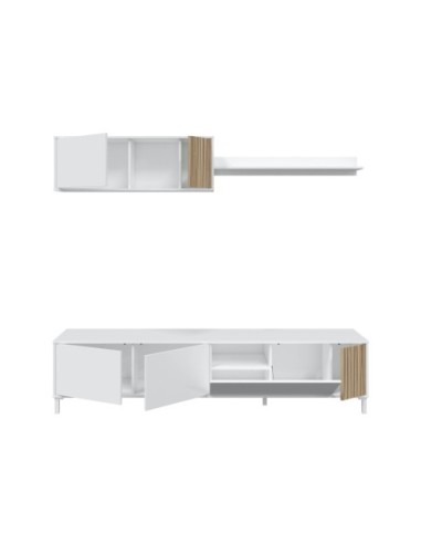 TEMPUS Salón mueble TV BLANCO ARTIK/NATUR