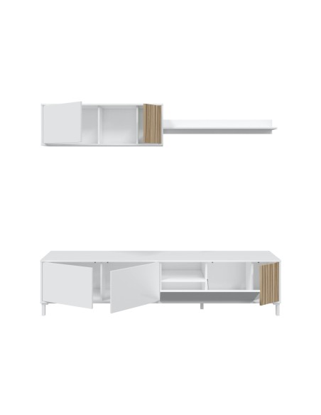 TEMPUS Salón mueble TV BLANCO ARTIK/NATUR