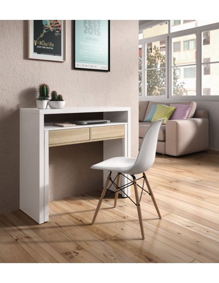 TYRION Consola escritorio ROBLE CANADIAN/BLANCO ARTIK