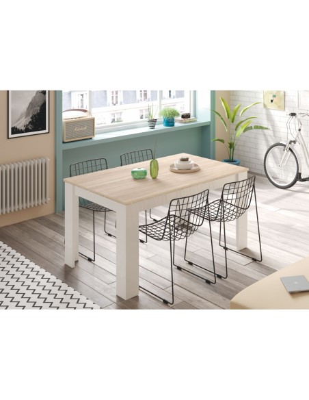 PRACTICO Mesa de comedor 90x140-190 EXTENSIBLE ROBLE CANADIAN/BLANCO ARTIK
