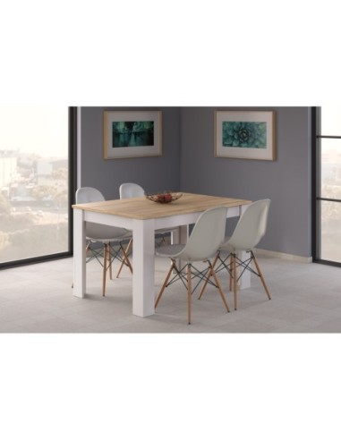 PRACTICO Mesa de comedor 90x140-190 EXTENSIBLE ROBLE CANADIAN/BLANCO ARTIK