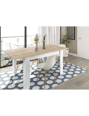 PRACTICO Mesa de comedor 90x140-190 EXTENSIBLE ROBLE CANADIAN/BLANCO ARTIK