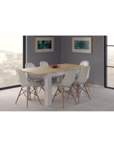 PRACTICO Mesa de comedor 90x140-190 EXTENSIBLE ROBLE CANADIAN/BLANCO ARTIK