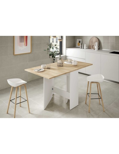 VOLARE Mesa cocina alas abatibles 31-140cm ROBLE CANADIAN/BLANCO ARTIK