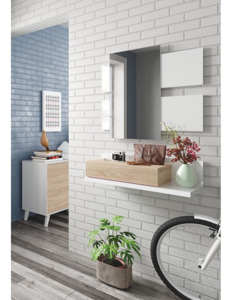 MODERN Recibidor 1c + espejo BLANCO ARTIK/ROBLE CANADIAN