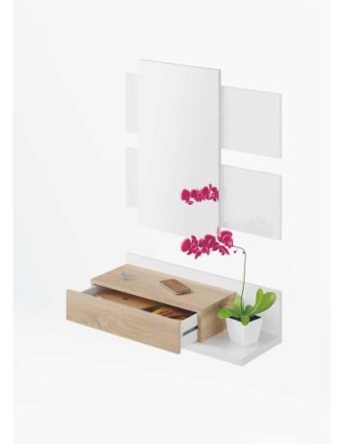 MODERN Recibidor 1c + espejo BLANCO ARTIK/ROBLE CANADIAN