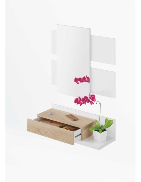 MODERN Recibidor 1c + espejo BLANCO ARTIK/ROBLE CANADIAN