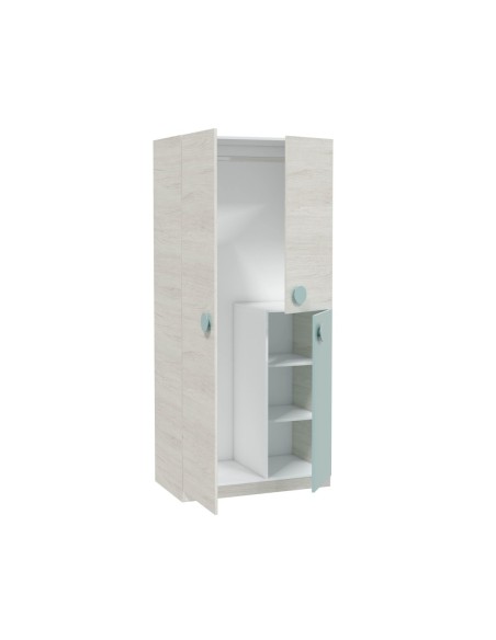 ENJOY Armario JUVENIL 3p BLANCO ALPES/VERDE ACQUA