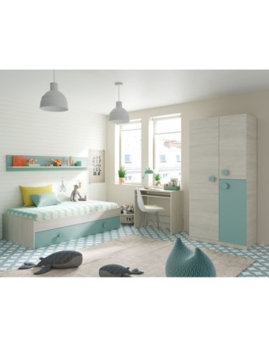 ENJOY Armario JUVENIL 3p BLANCO ALPES/VERDE ACQUA