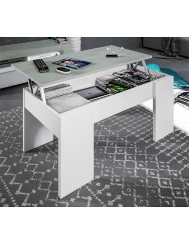 FLOW Mesa de centro elevable CEMENTO/ BL. ARTIK