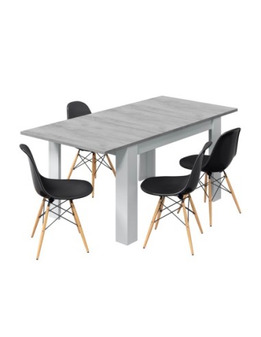 PRÁCTICO Mesa de comedor 90x140-190 EXTENSIBLE CEMENTO/ BL. ARTIK