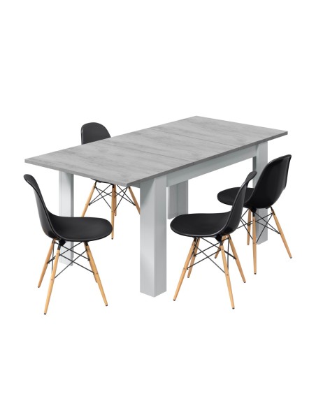 PRÁCTICO Mesa de comedor 90x140-190 EXTENSIBLE CEMENTO/ BL. ARTIK