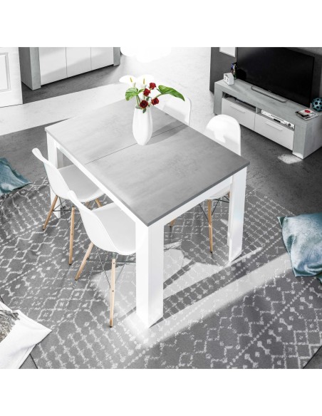 PRÁCTICO Mesa de comedor 90x140-190 EXTENSIBLE CEMENTO/ BL. ARTIK