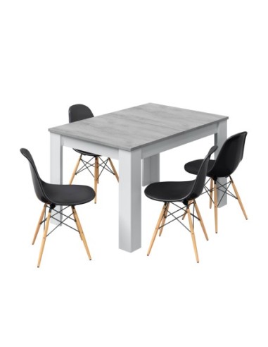 PRÁCTICO Mesa de comedor 90x140-190 EXTENSIBLE CEMENTO/ BL. ARTIK