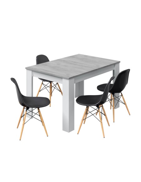 PRÁCTICO Mesa de comedor 90x140-190 EXTENSIBLE CEMENTO/ BL. ARTIK
