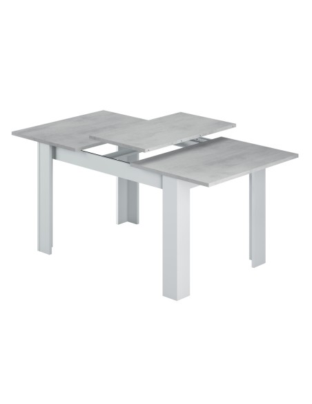 PRÁCTICO Mesa de comedor 90x140-190 EXTENSIBLE CEMENTO/ BL. ARTIK