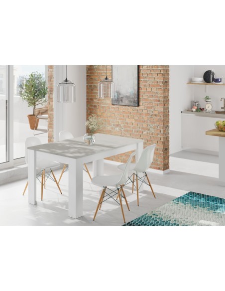 PRÁCTICO Mesa de comedor 90x140-190 EXTENSIBLE CEMENTO/ BL. ARTIK