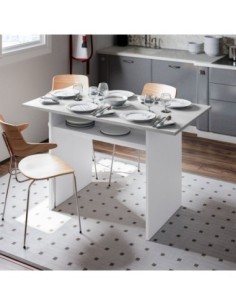 OGGI Mesa consola desplegable 35-70 BLANCO ARTIK/CEMENTO