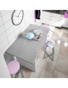 OGGI Mesa consola desplegable 35-70 BLANCO ARTIK/CEMENTO 2