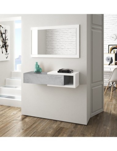 ENZO Recibidor 1c + espejo CEMENTO/BLANCO ARTIK