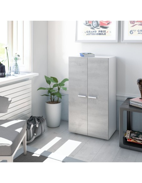 CLOE Zapatero-armario (6 baldas) BLANCO/CEMENTO