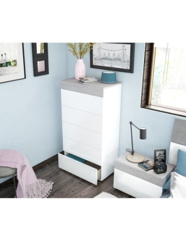 Cómoda 5c BLANCO ARTIK/CEMENTO