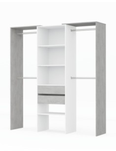 TIDY Armario-Vestidor con estantería 2,02x60cm + 4 barras BLANCO ARTIK/CEMENTO 2