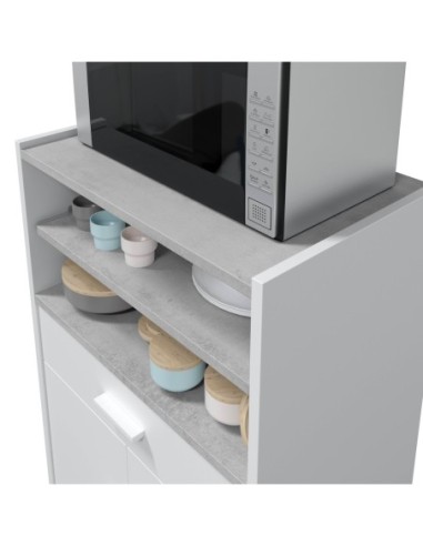 CHEFF Mueble microondas 1c+2p BLANCO ARTIK/CEMENTO