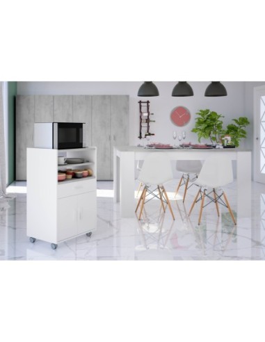 CHEFF Mueble microondas 1c+2p BLANCO ARTIK/CEMENTO