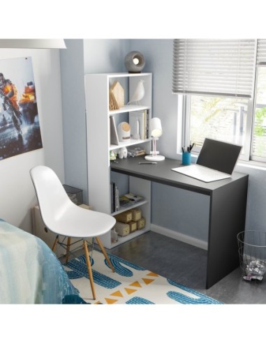 GIO PLUS Mesa + estantería BL.ARTIK/GRIS ANTRACITA