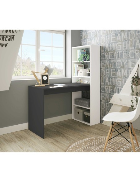 GIO PLUS Mesa + estantería BL.ARTIK/GRIS ANTRACITA