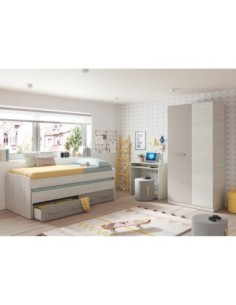 ARES PLUS Cama doble + 2 cajones con somier (colchones 190x90 - 180x90) BL.ALPES/BASALTO 2