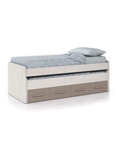 ARES PLUS Cama doble + 2 cajones con somier (colchones 190x90 - 180x90) BL.ALPES/BASALTO