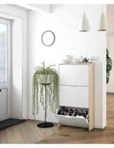 CAPRIZZIO Zapatero 3 puertas (18 pares) ROBLE/BLANCO BRILLO