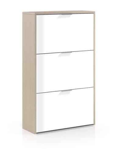 CAPRIZZIO Zapatero 3 puertas (18 pares) ROBLE/BLANCO BRILLO