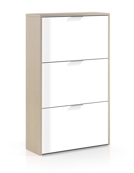 CAPRIZZIO Zapatero 3 puertas (18 pares) ROBLE/BLANCO BRILLO