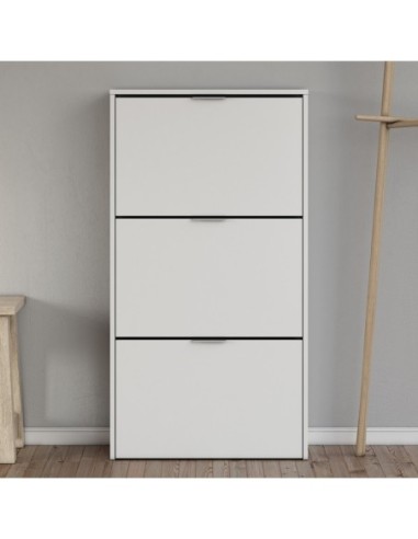 MAELYS Zapatero 3 puertas (18 pares) BLANCO BRILLO