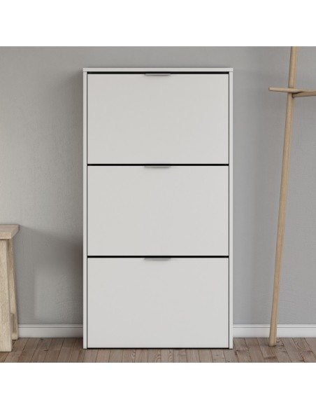 MAELYS Zapatero 3 puertas (18 pares) BLANCO BRILLO