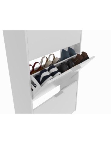 MAELYS Zapatero 3 puertas (18 pares) BLANCO BRILLO