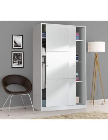 MAX Armario 2p correderas anchas BLANCO BRILLO