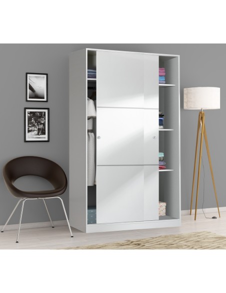 MAX Armario 2p correderas anchas BLANCO BRILLO