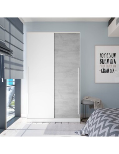 NOON PLUS Armario 2p correderas BLANCO ARTIK/CEMENTO